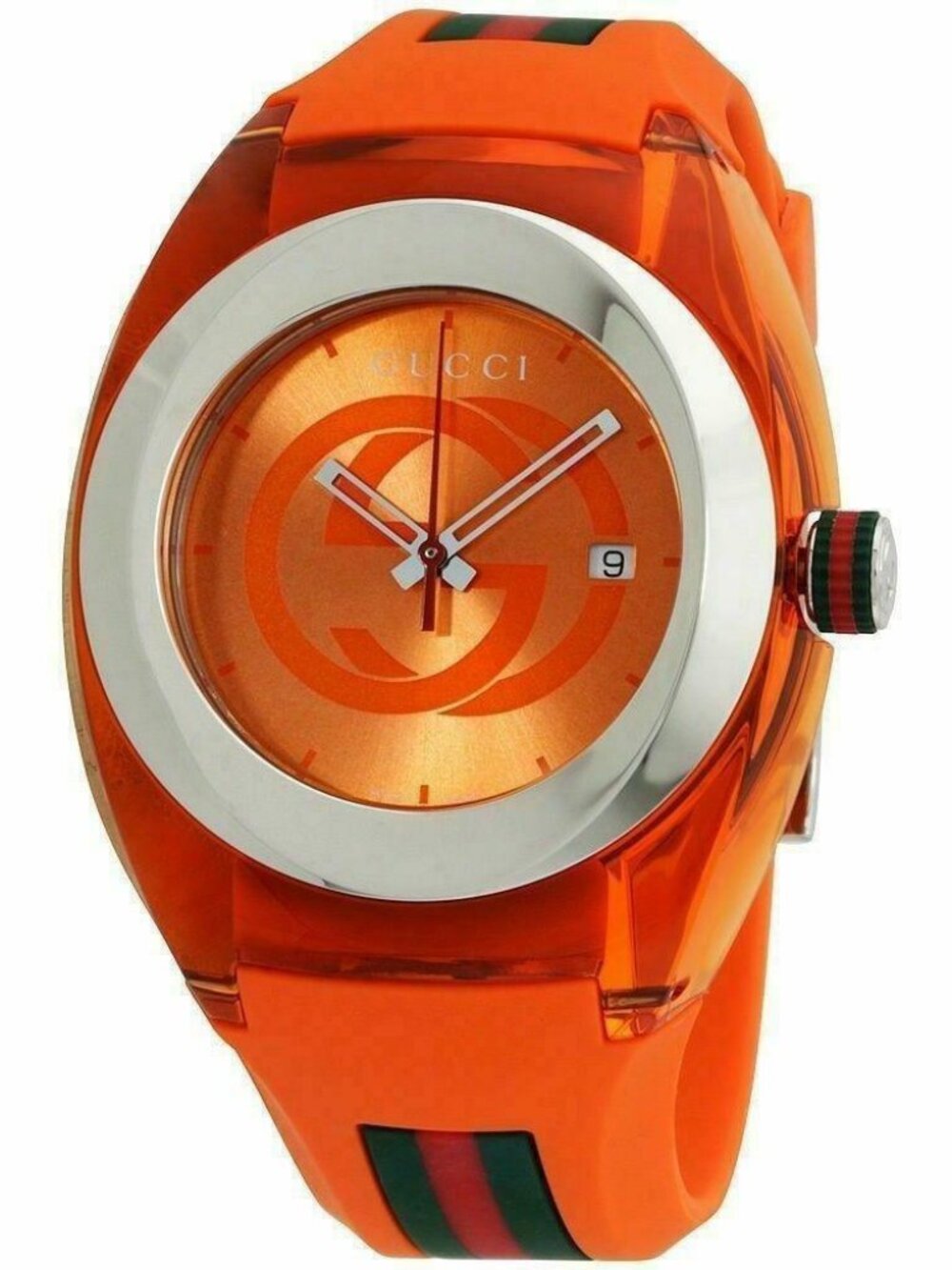 GUCCI XXL 46 MM Watch SYNC Swiss Quartz Orange Rubber YA137108